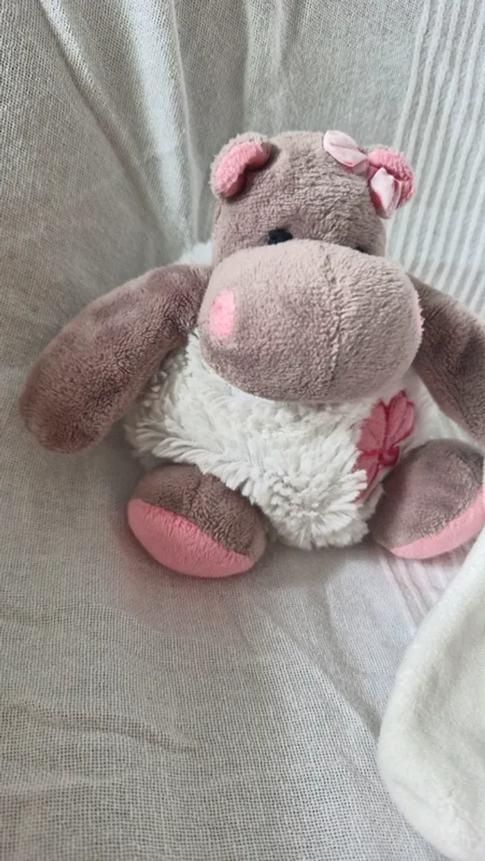 Peluche  hippopotame  Babynat rose - photo numéro 2