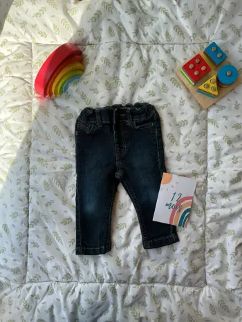 jean slim bleu taille réglable boite à malice 12 mois