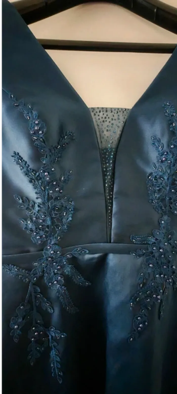 Robe courte bleu marine satinée avec dos lacé Juju & Christine T38/42 Femme - photo numéro 6