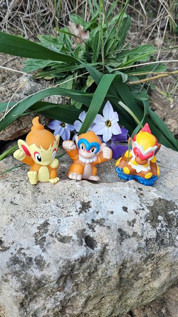 Super figurine Pokemon Nintendo finger puppet évolution Ouisticram chimpenfeu Simiabraz 