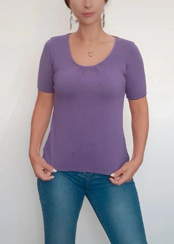 T-shirt uni violet basique taille 38