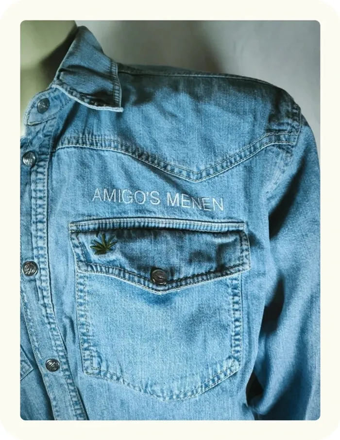 Chemise en jean manches longues Amigo's menen Canabis Homme Taille M 38 - photo numéro 3