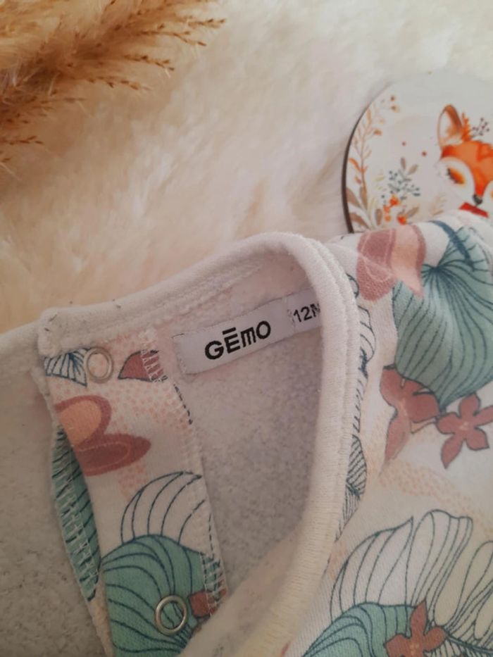 Pyjama grenouillère coton fleuri doublé 12 mois Gémo - photo numéro 4