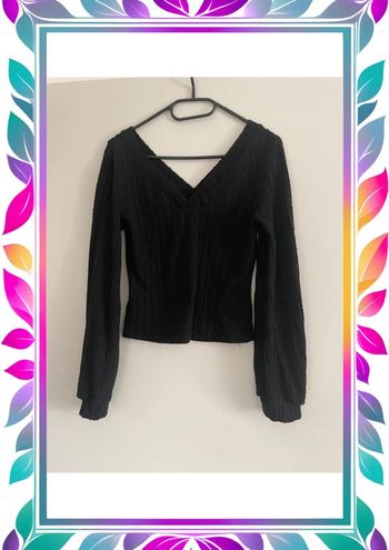 Blouse noir côtelé SHEIN S
