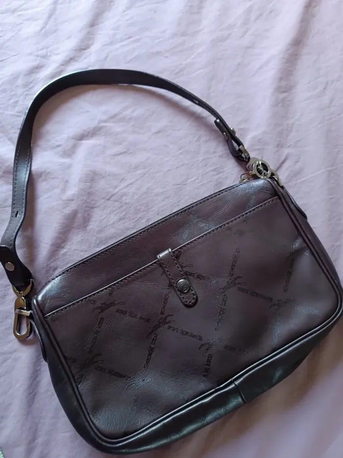 Petit sac porté épaule cuir marron longchamp neuf - photo numéro 2