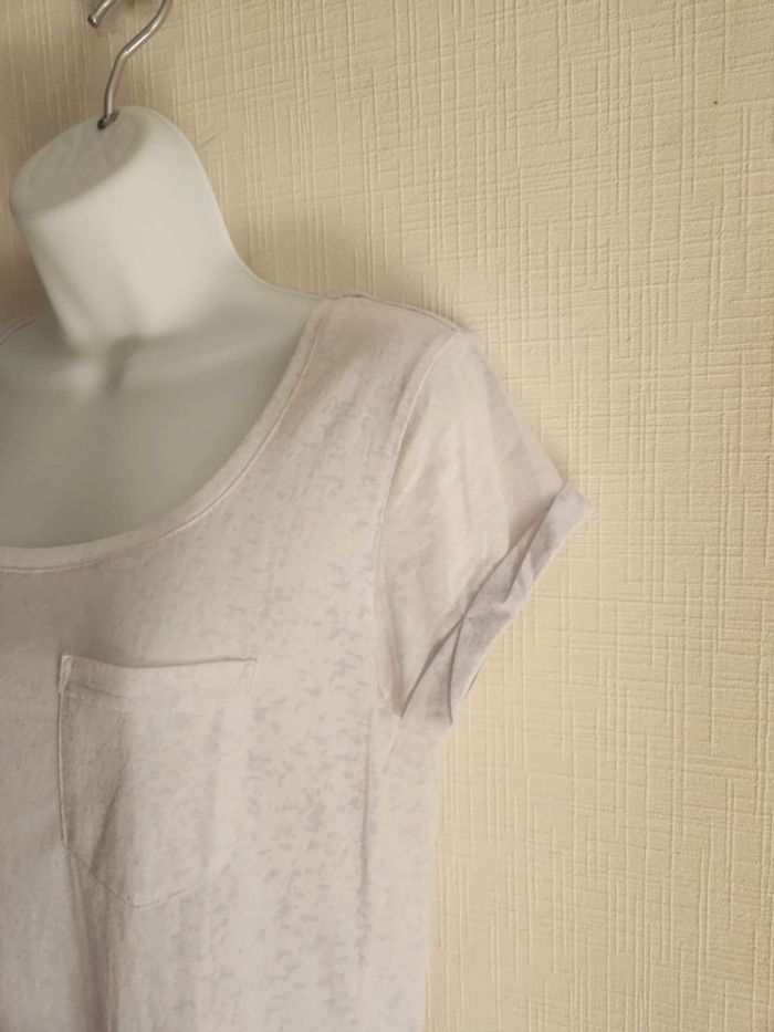 Tee-shirt blanc manches courtes avec poche poitrine - photo numéro 4