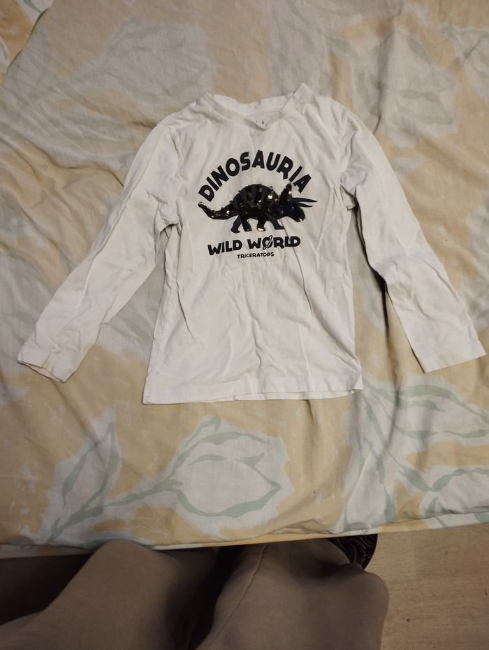 T-shirt manche longue blanc  dino - photo numéro 3