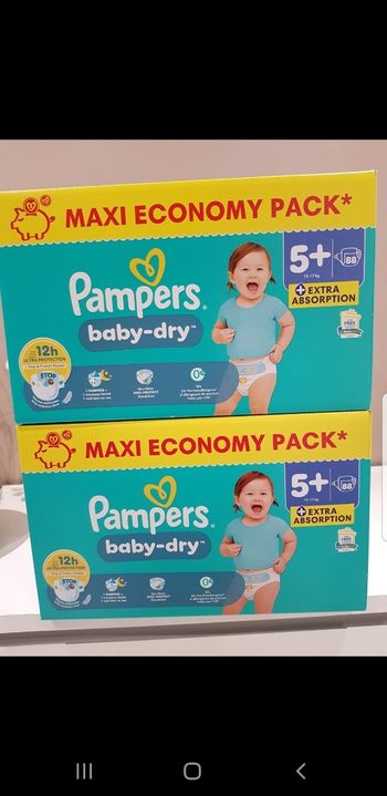 2 Pampers Baby Dry Taille 5+ Maxi Pack 