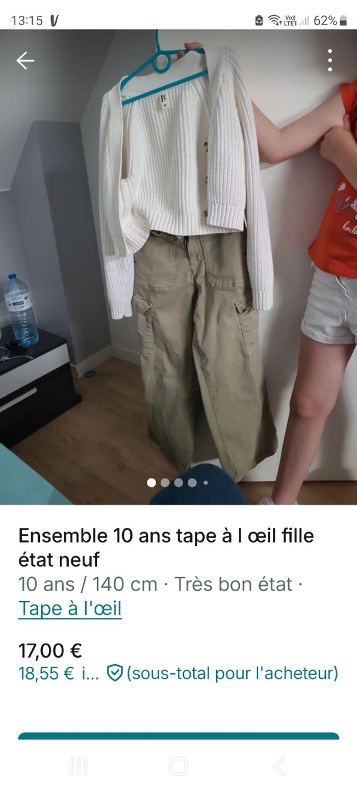 Ensemble 10 ans tao fille très bon état