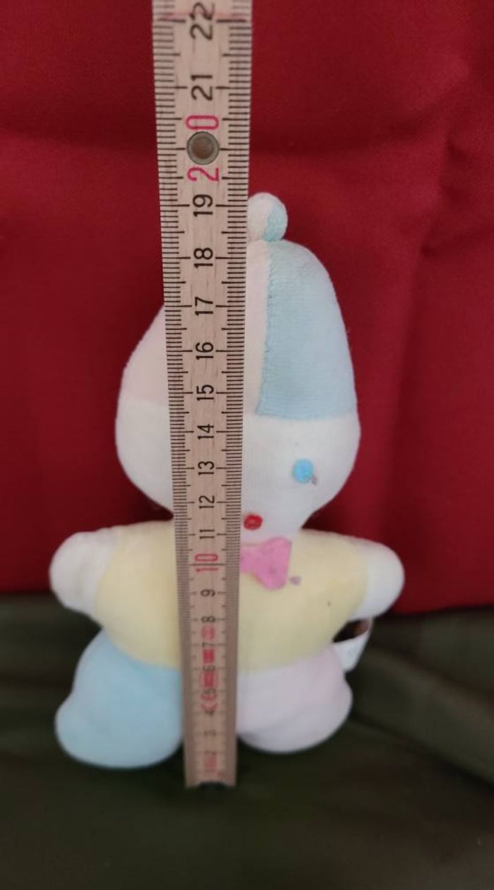 Doudou Clown Noeud Rose TIGEX Hochet Grelot Vintage - photo numéro 3