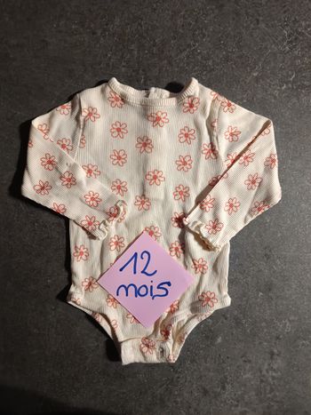 Body côtelé fleuri 12 mois
