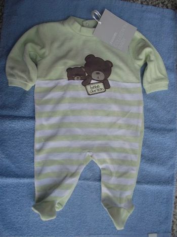 3 Suisses - Grenouillère "Ourson" en velours (3 mois) : Neuve