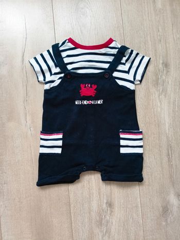Combi short marinière 9 mois