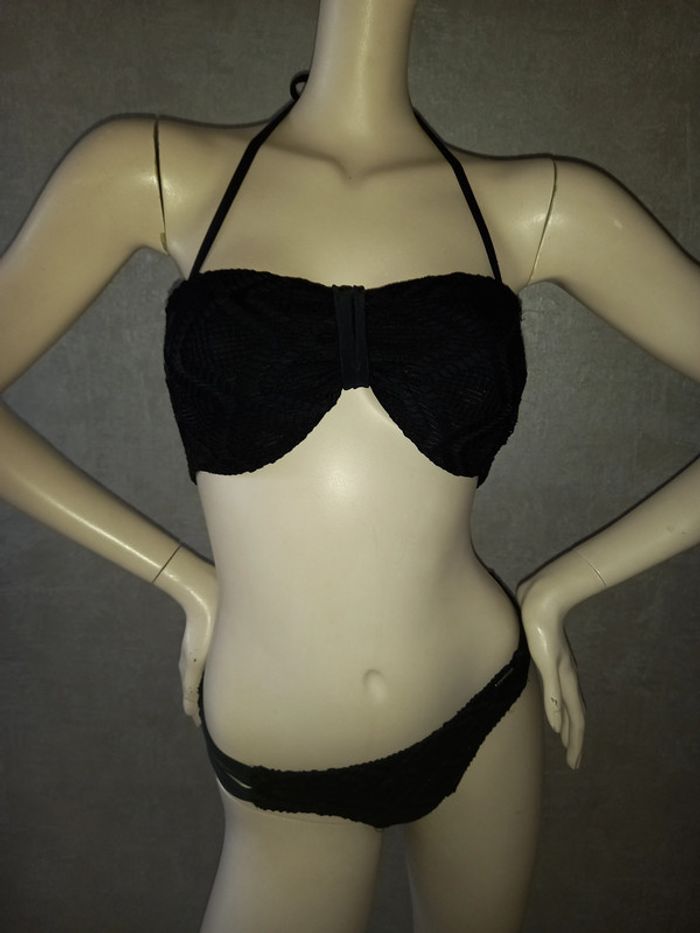 maillot de bain noir 2 pièces dentelle banana moon taille 42 - photo numéro 5