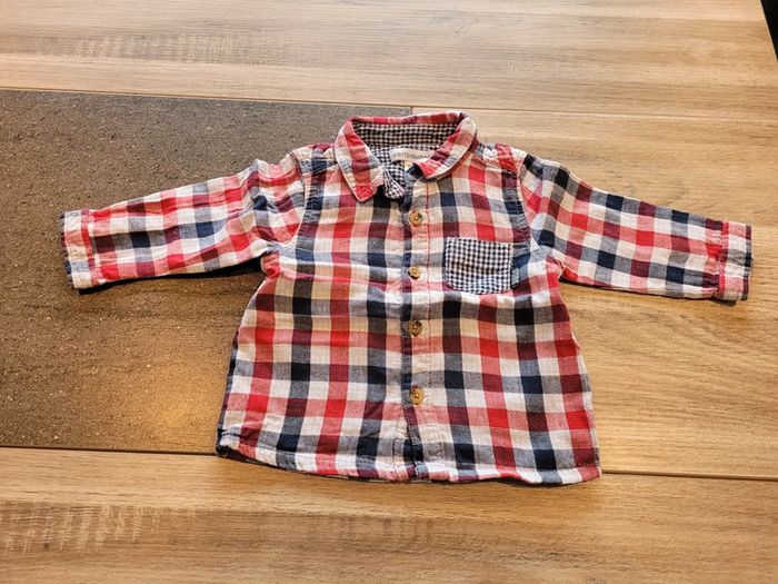 Chemise à carreaux rouge et bleu Vertbaudet garçon 6 mois