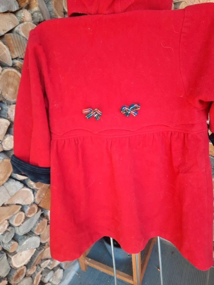 Manteau vintage rouge & écossais capuche amovible - photo numéro 3