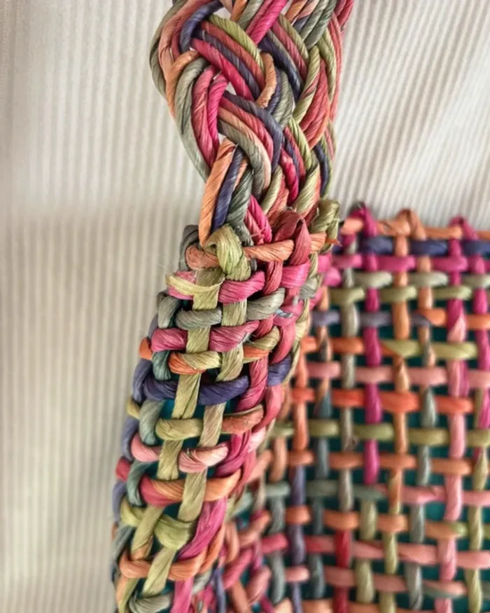 Sac à main paille tressé coloré - photo numéro 5