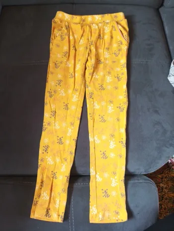 Pantalon jegging Fille 8 ans feuilles fleurs Tissaia
