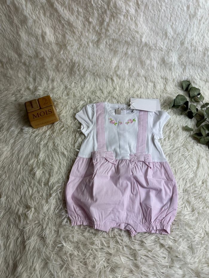 Barboteuse rose et blanche Chicco taille 12 mois