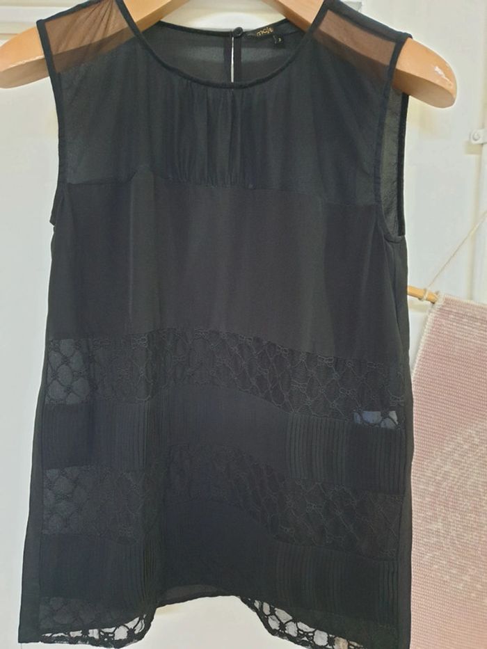 Haut Top Debardeur 100% Soie Maje Taille 2 - photo numéro 6