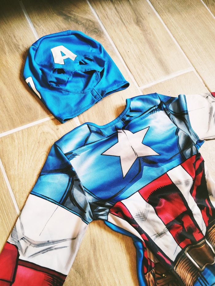 🥸 Déguisement /costume rembourré avec cagoule Captain America marvel avengers pour enfant - photo numéro 2