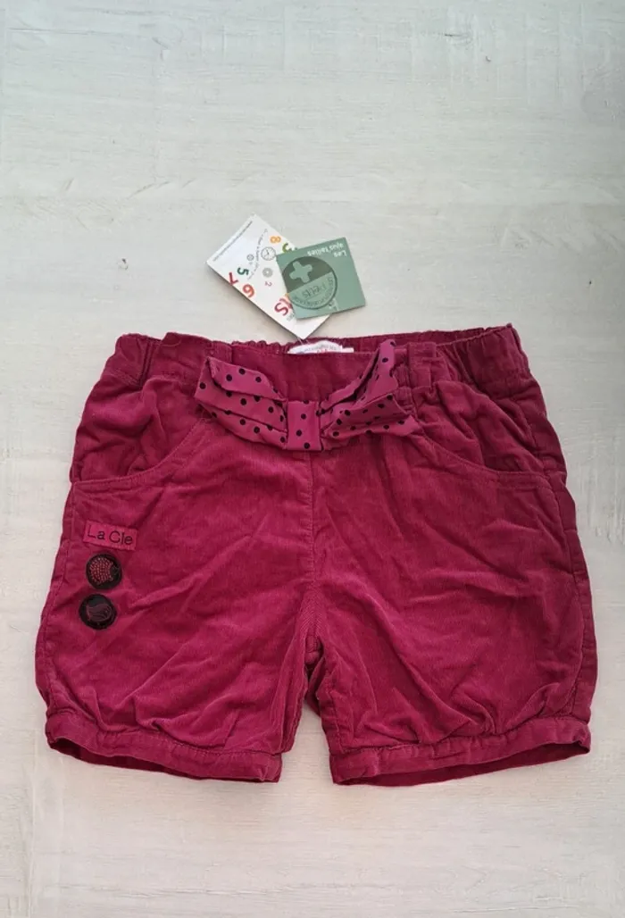 Neuf etiquette - Short velours La Compagnie des Petits - taille 4 ans - cassis - automne hiver