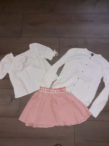 Ensemble croc top jupe volante gilet 10 ans