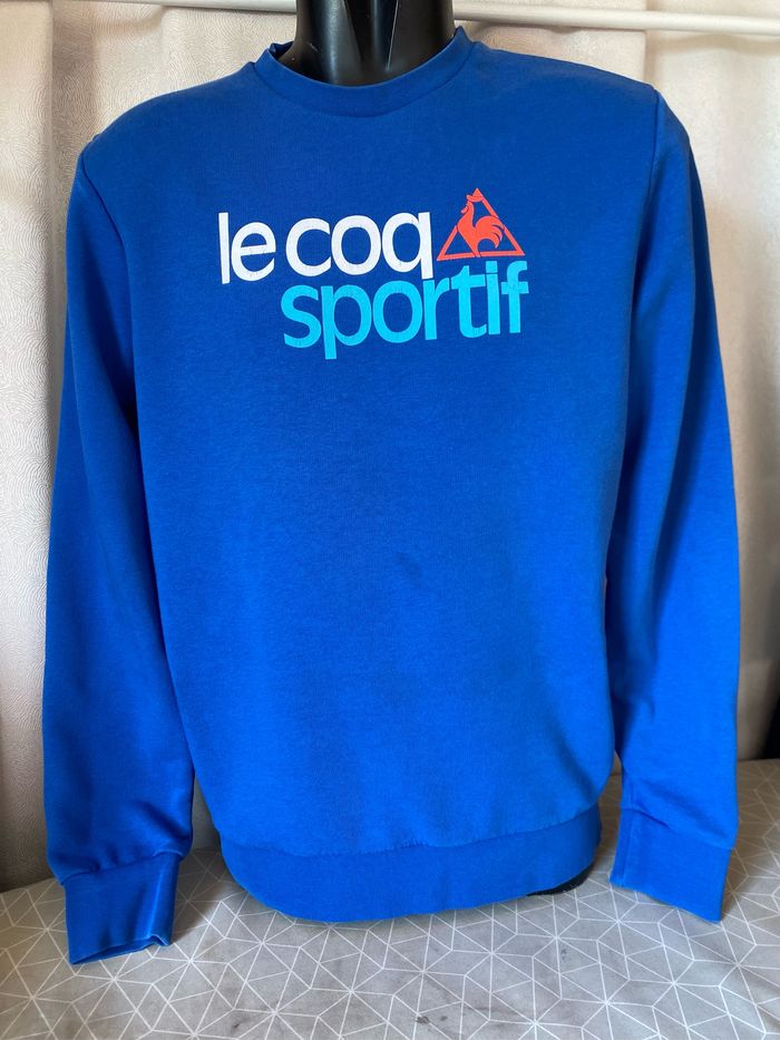 Pull sweat shirt bleu électrique L le coq sportif