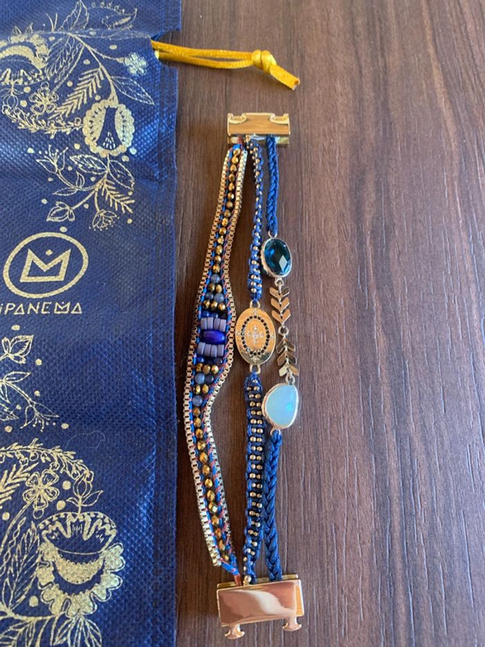 Bracelet Hipanema manchette bleu doré - photo numéro 2