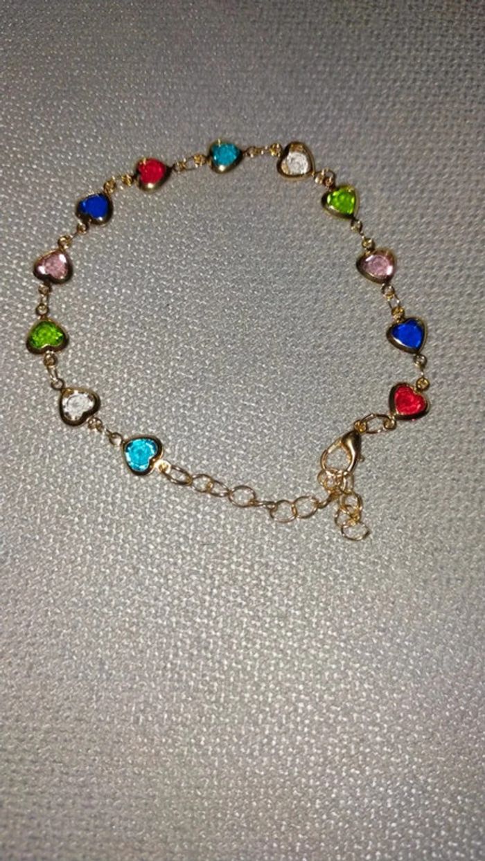 Bracelet doré avec cœurs multicolores - femme - photo numéro 7