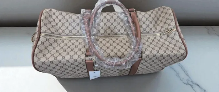 Sac de voyage monogramme taupe – Style inspiré de créateur – Neuf - photo numéro 3