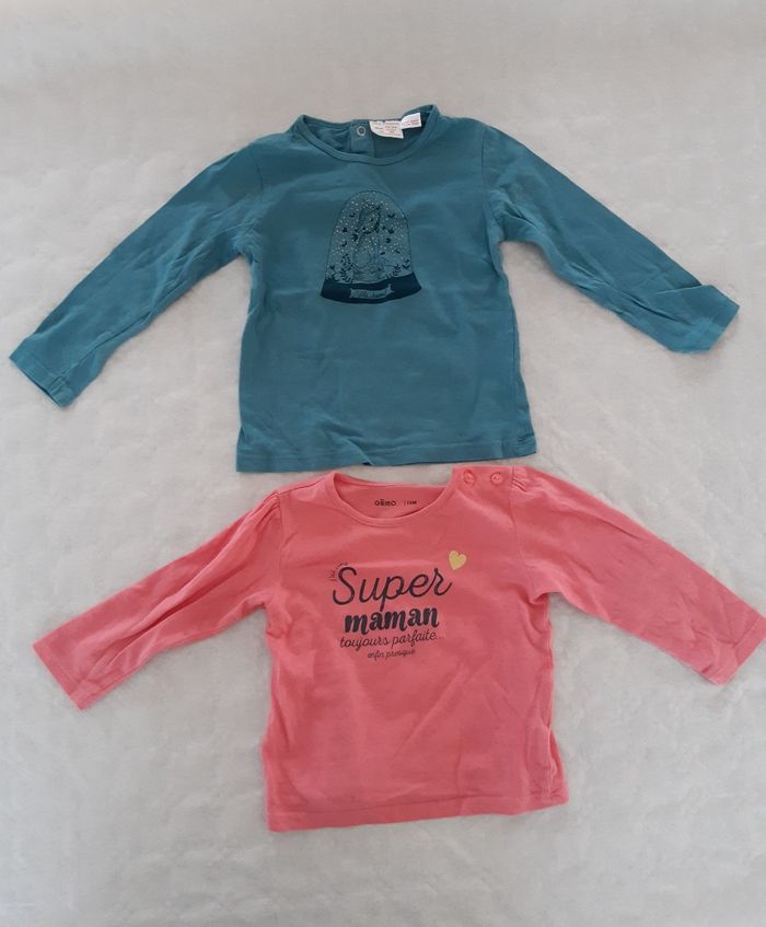 Lot de 2 tee shirts manches longues taille 18 mois