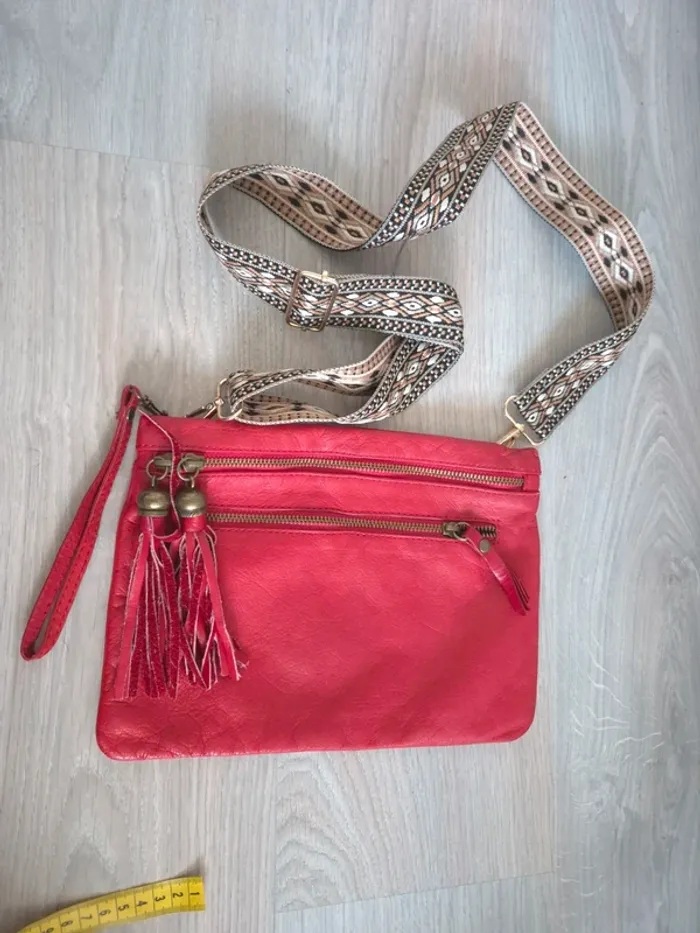 sac rouge en cuir the genuine leather - photo numéro 9