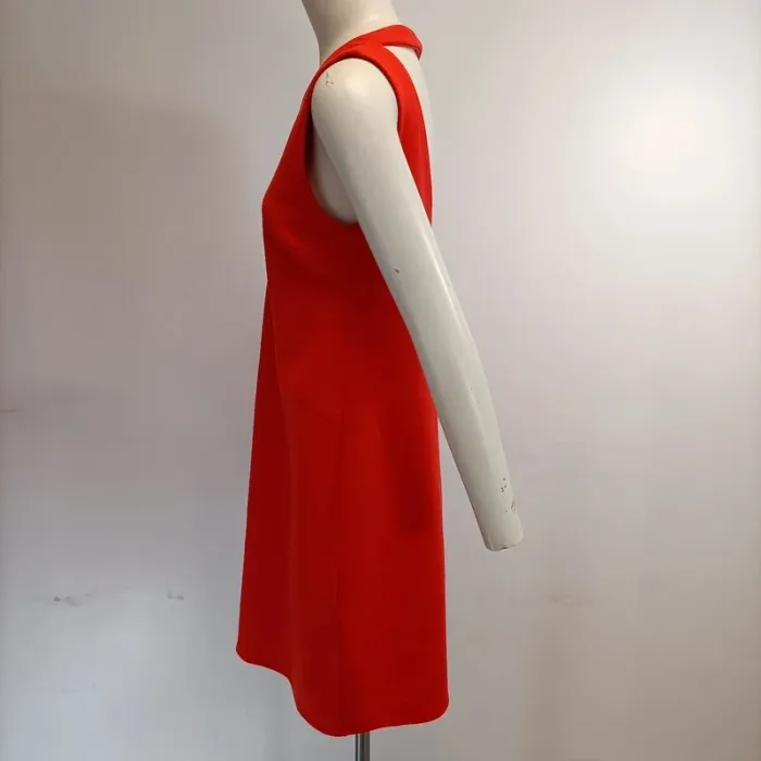 Robe découpe décolleté Zara M Rouge orangé, robe de soirée moulante - photo numéro 3