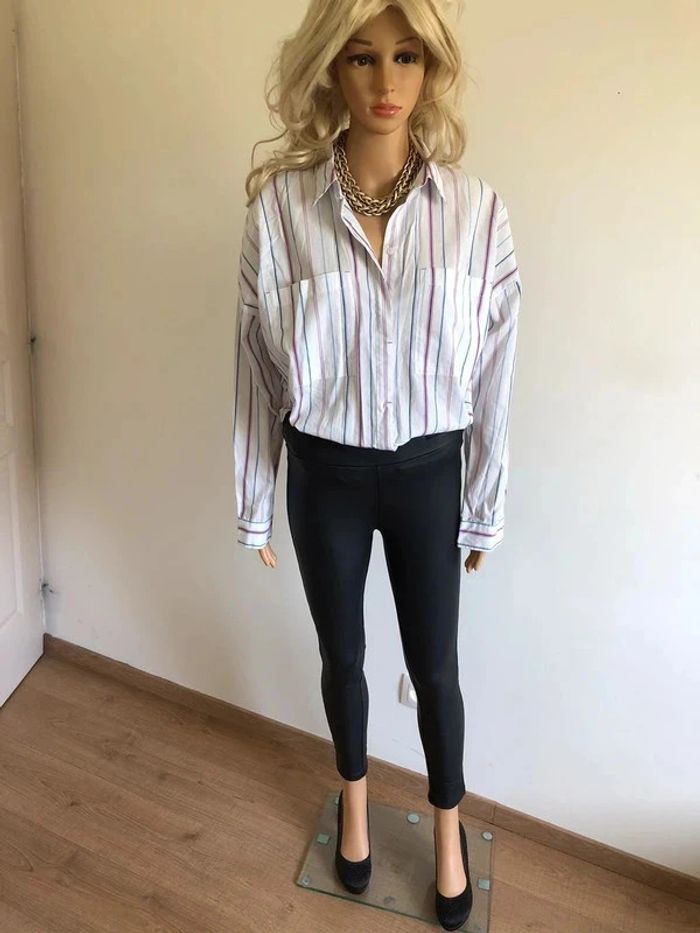 Chemise oversize blanche à rayures Esprit taille M TBE - photo numéro 2