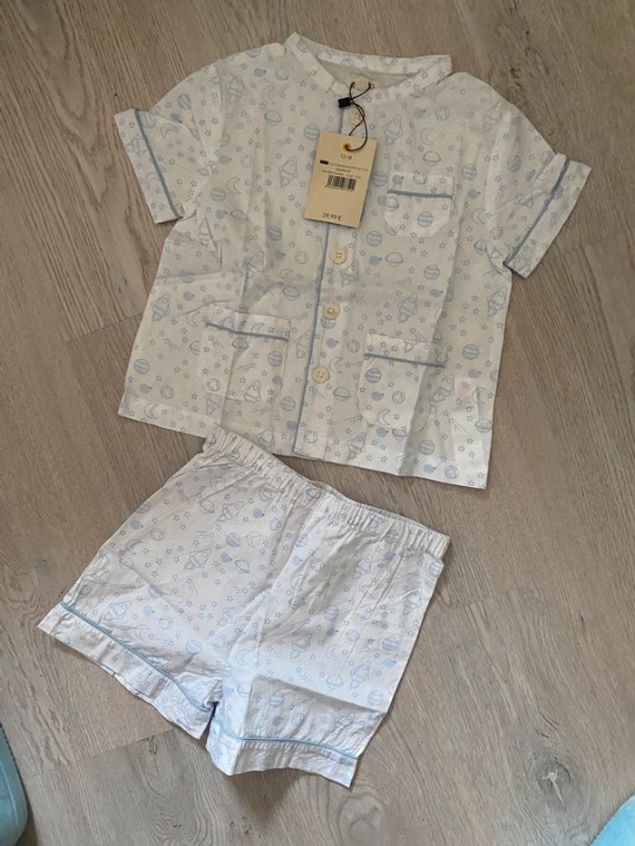 Pyjama short bleu et blanc Gocco 12 18 mois Neuf