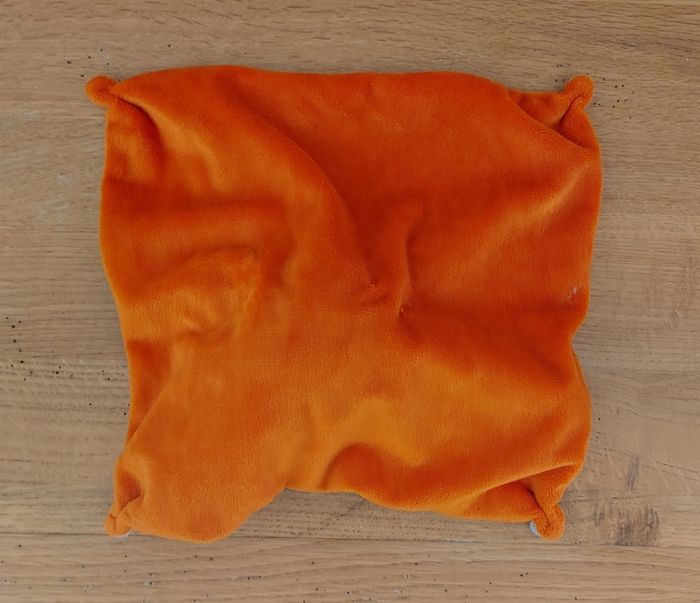 Doudou plat éléphant orange et gris - photo numéro 4