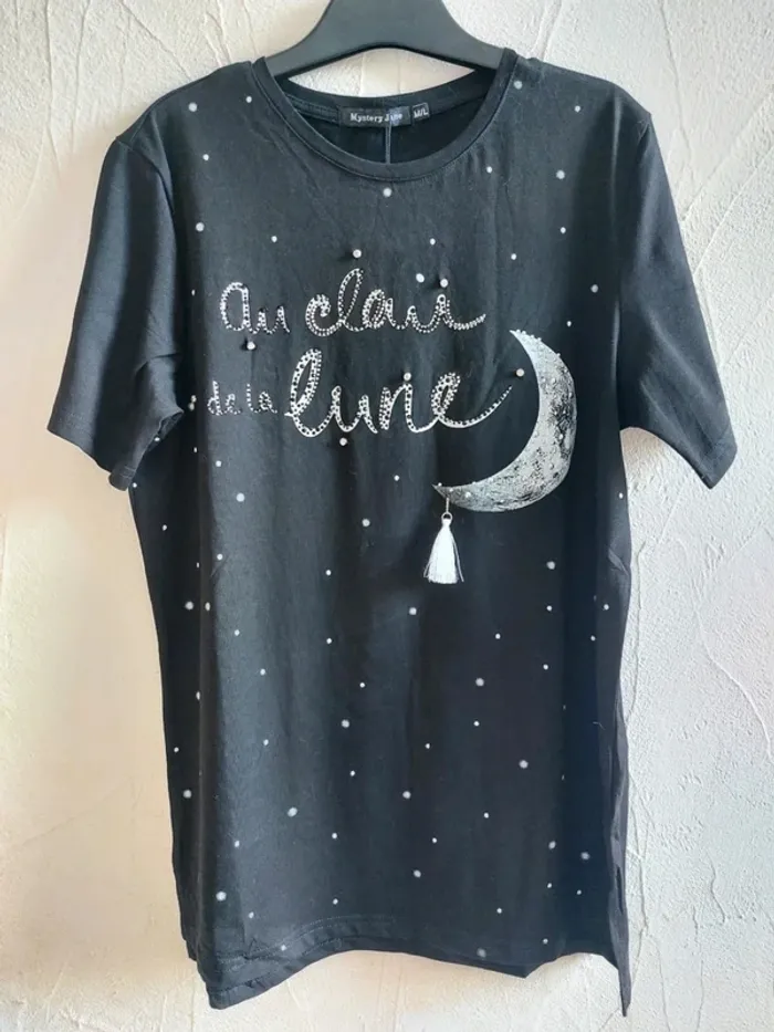 T-shirt noir 'Au clair de la lune' Taille M/L