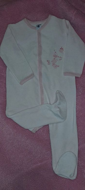 Pyjama 1 pièce à pieds velours petit bateau 24 mois 2 ans rose rayures