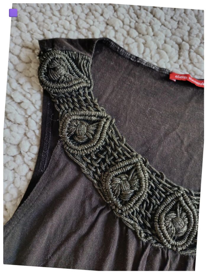 Débardeur marron etchnique broderie col brodé macramé  Alain Manoukian - photo numéro 2