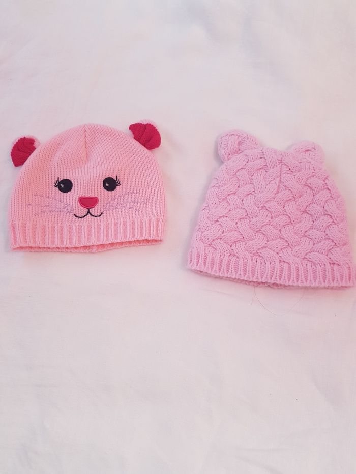 Lots 2 bonnets chauds rose