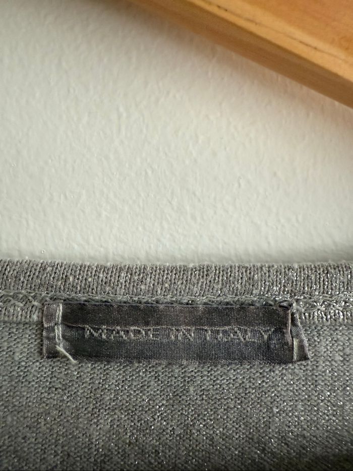 Blouse manches longues légère gris argenté avec strass taille 40 L made in italy - photo numéro 4