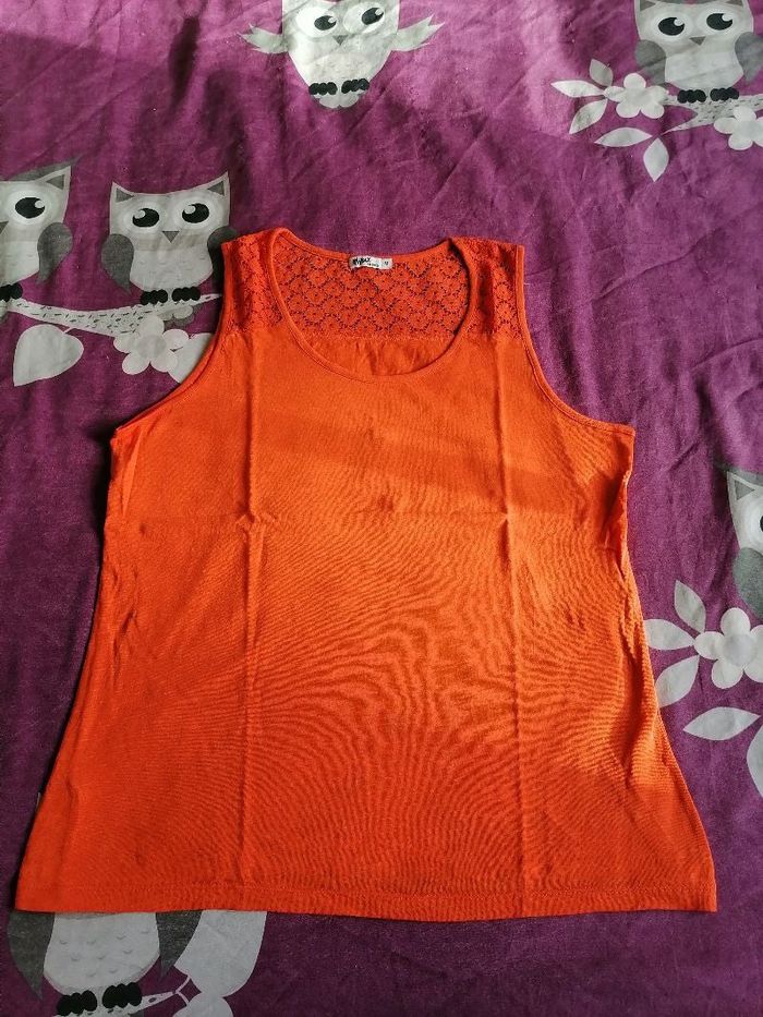Débardeur dentelle orange gémo M