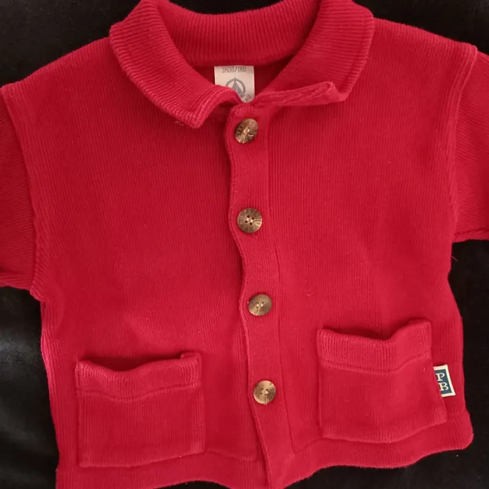 Gilet rouge Petit Bateau 3/6 mois - photo numéro 5