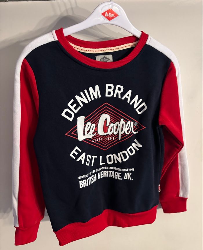 T-shirt long manche Lee Cooper rouge et bleu