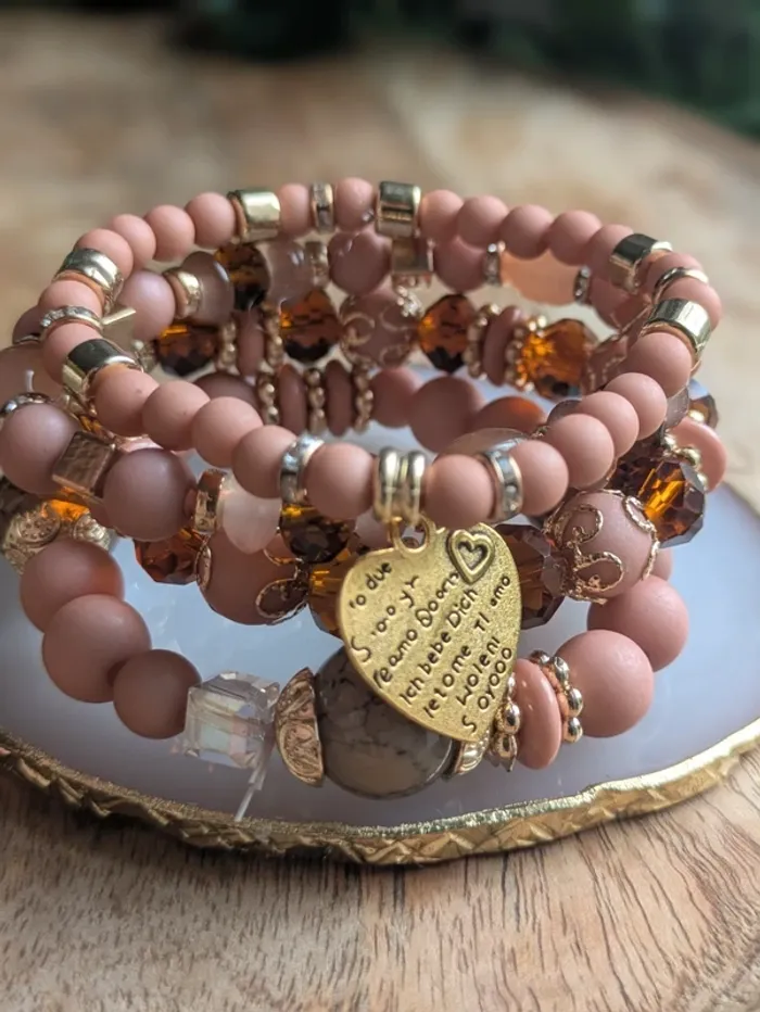 Lot de 4 bracelets perles roses tendance - photo numéro 4