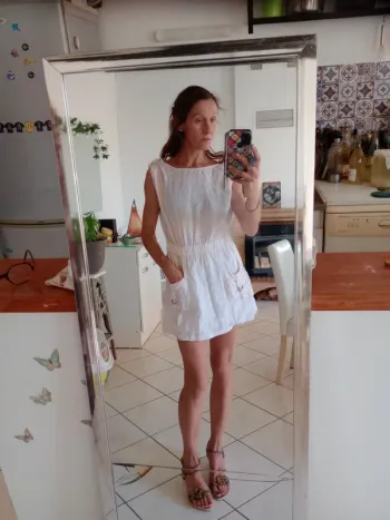 Robe  XS rose pâle lin c83