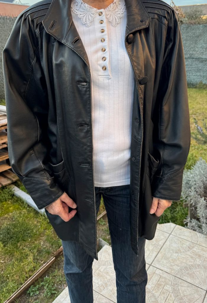 Veste blouson en véritable cuir Noir taille 42 - photo numéro 5