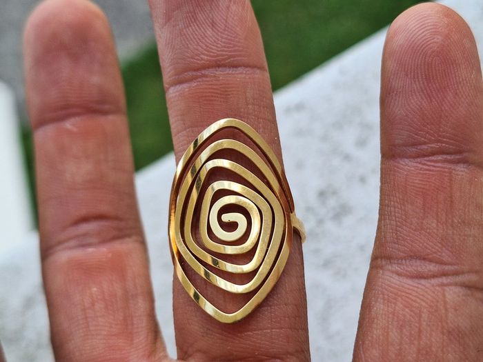 Bague Ouverte Dorée en acier inoxydable, motif evider Bague design ouvert Ajustable - photo numéro 5