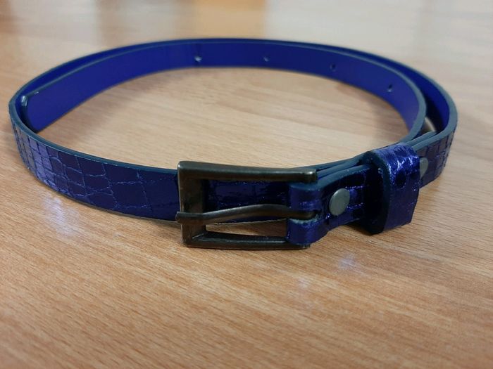 Ceinture enfant bleue effet crocodile - photo numéro 4